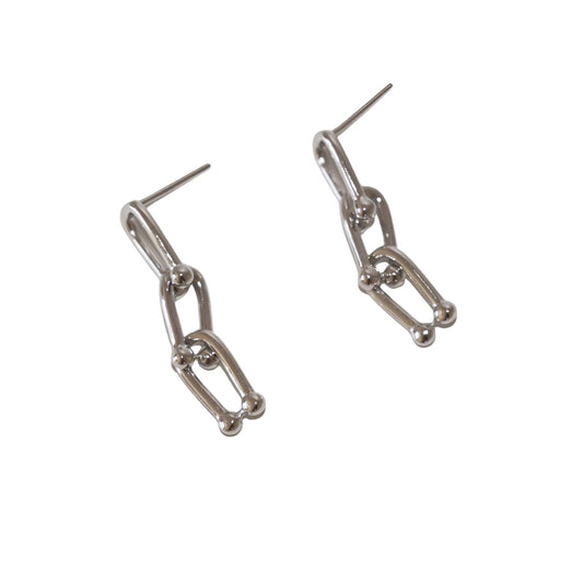 Triple Link Drop Earrings – Minimalist Unisex Style