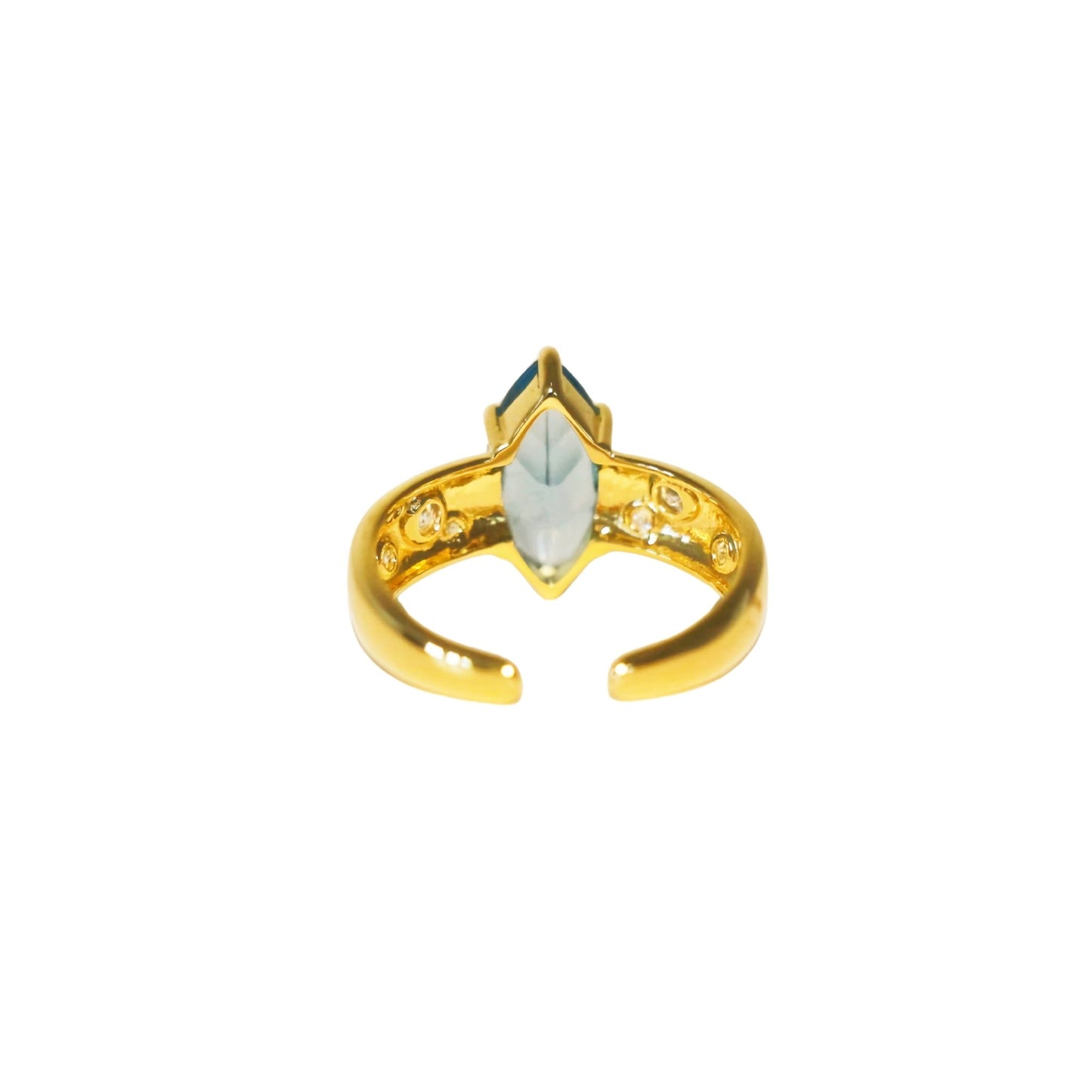 Blue Marquise Stone Ring · Adjustable Gold-Plated Silver