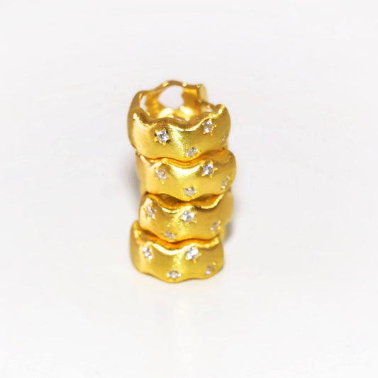 Gold plated Star Silver Huggies Brushed Finish with Heart Cutouts