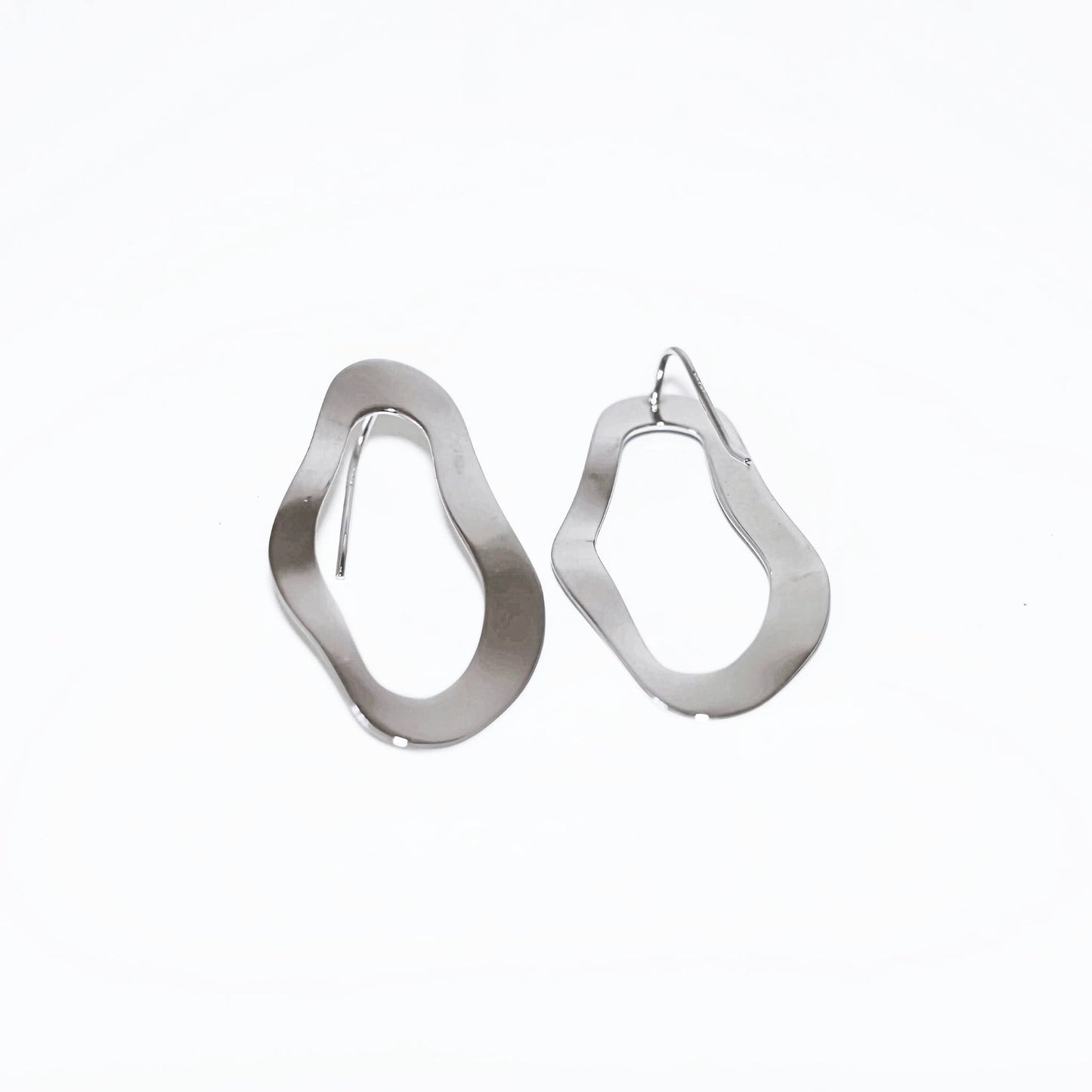 Bold Sculptural Silver Hoop Earrings | Minimalist Statement Design