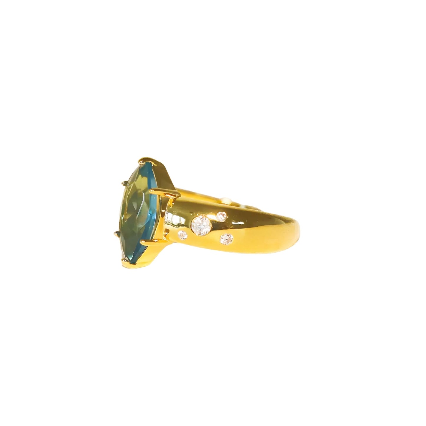 Blue Marquise Stone Ring · Adjustable Gold-Plated Silver