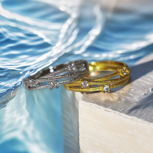 Brushed Open Ring in Sterling Silver & Gold Plated