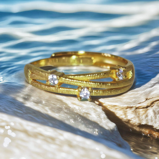 Brushed Open Ring in Sterling Silver & Gold Plated