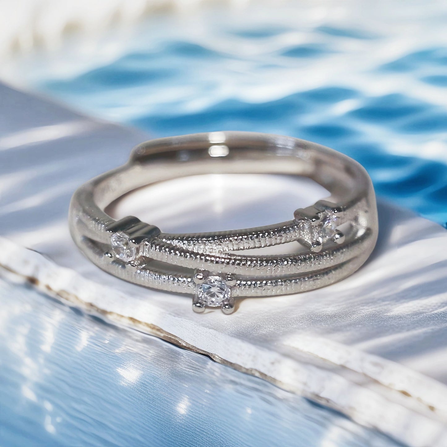 Brushed Open Ring in Sterling Silver & Gold Plated